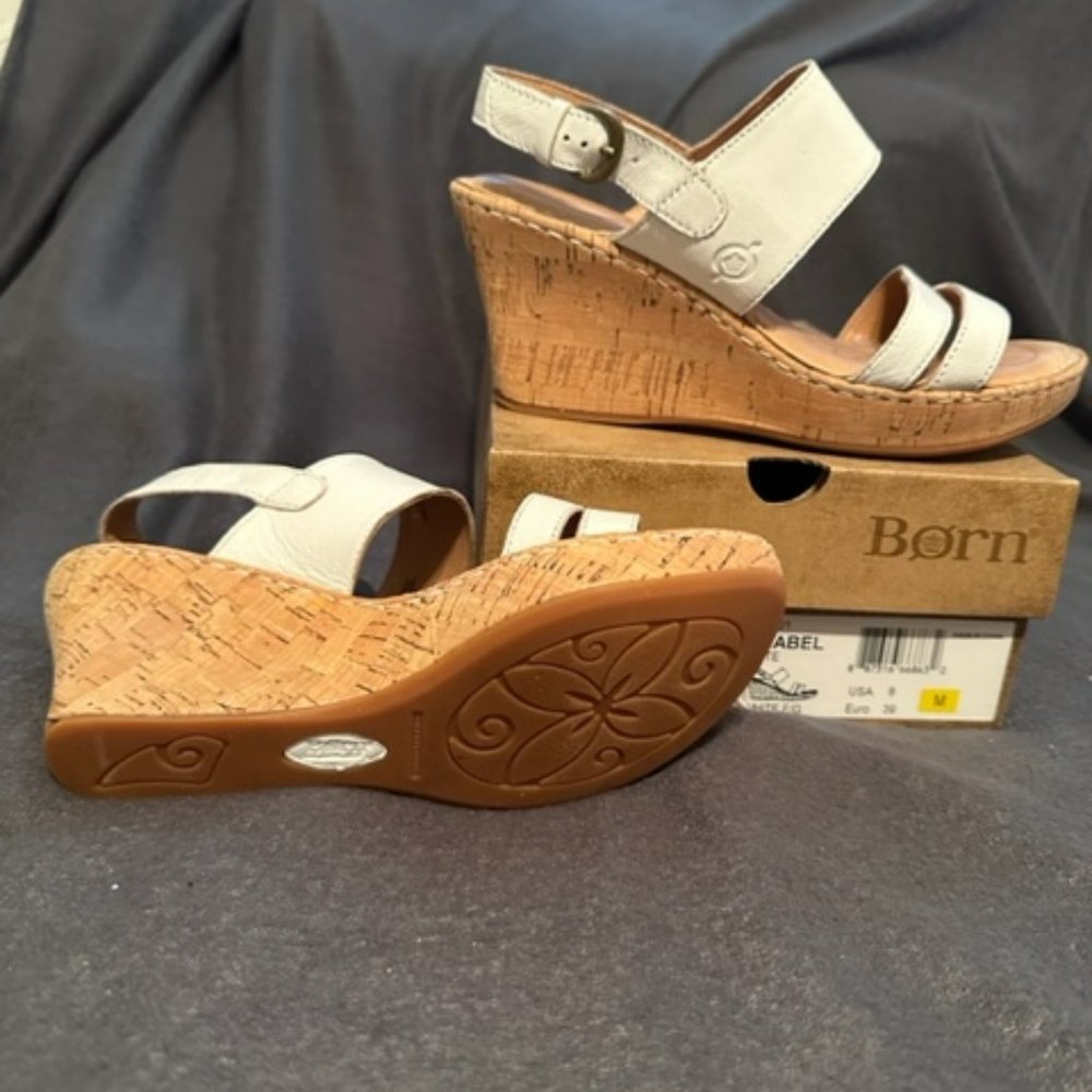 Born Amabel White Wedge Sandals